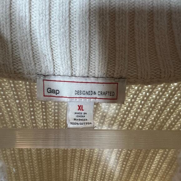 Gap Striped Mock Neck Pullover Sweater, Cream White and Navy Blue, Knit - Picture 8 of 9